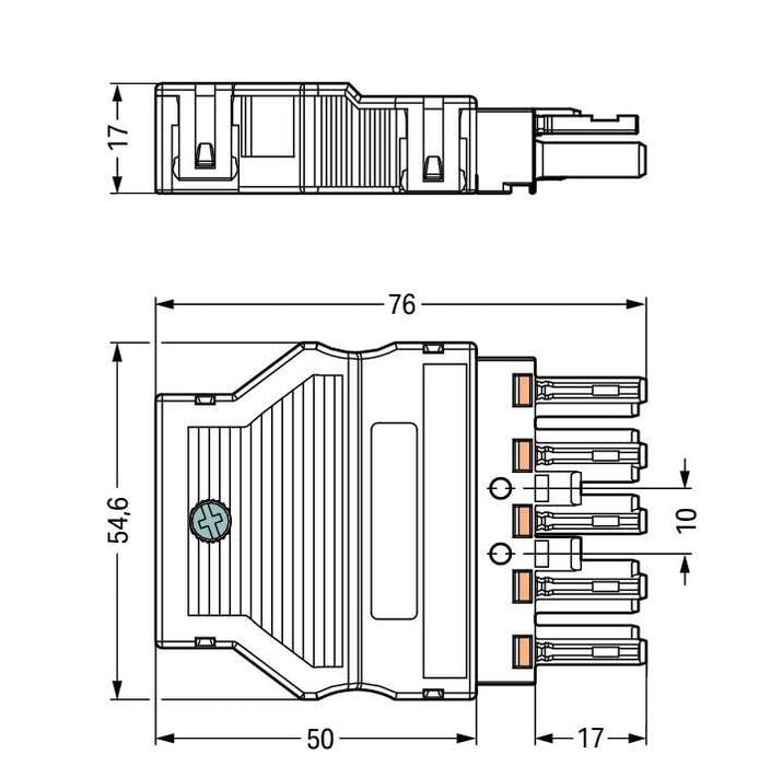 Wago 770-099/K000-0007 5P Plug/Socket with Strain Relief Housing with Locking Lever