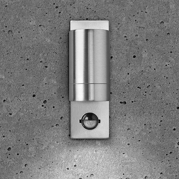 Bell Lighting 10420 Luna GU10 PIR Wall Light - Fixed Single Stainless Steel IP44