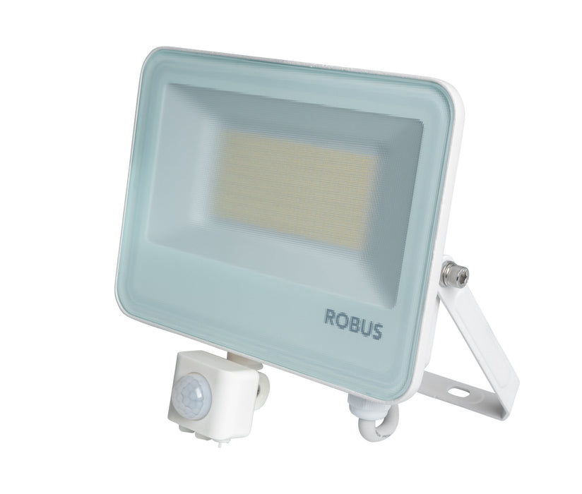 Robus RST3050CCT3P-01 SELEST PLUS 30W/50W Floodlight with PIR IP65 CCT3 White c/w 1m flex