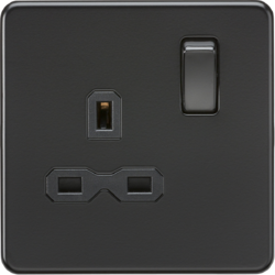 Knightsbridge SFR7000MBB Screwless 13A 1G DP Switched Socket - Matt Black