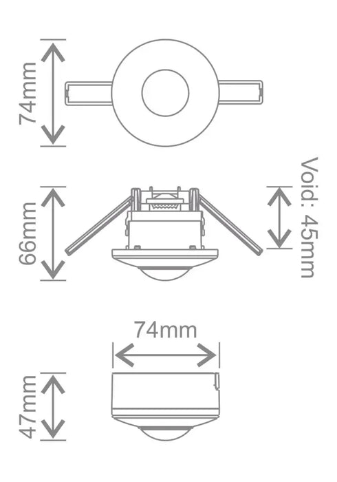 Kosnic PIR-INT/DV P11 Interior PIR Sensor Surface & Recessed Mount 1-10V