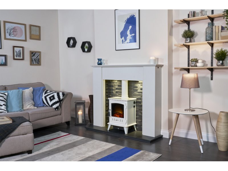 Adam Fire 16028 Adam Aviemore Electric Stove in White Enamel