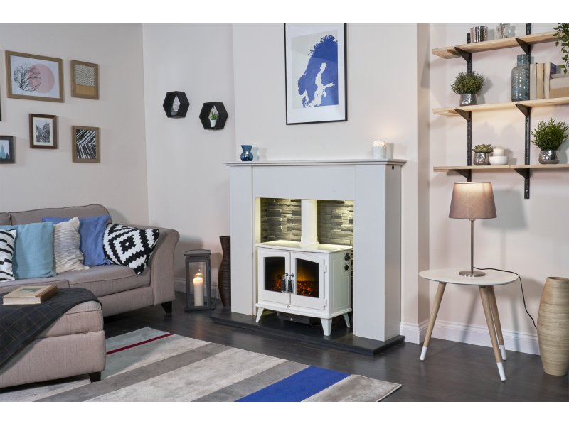 Adam Fire 18188 Adam Woodhouse Electric Stove in White