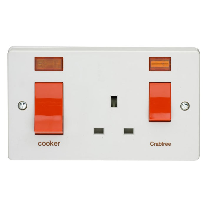 Crabtree Capital 4521/31 45A DP Slim Cooker Control Unit w/Neon Printed 'Cooker'