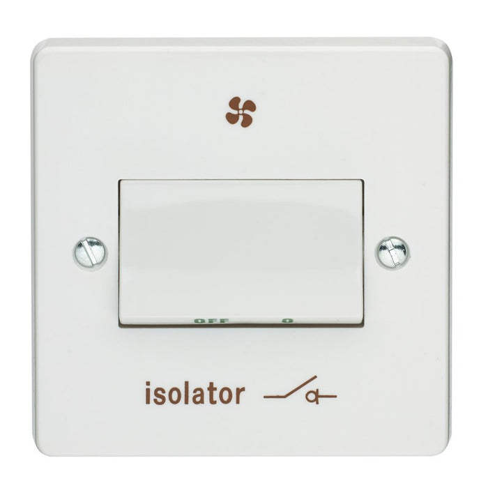 Crabtree 4017/1 6A Triple Pole Isolator Switch Printed 'Isolator And Fan Symbol