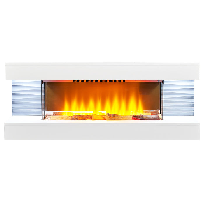 Adam Fire 23626 Sureflame WM-9332 Electric Wall Fireplace Suite with Downlights & Remote in Pure White