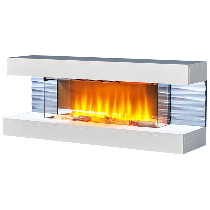 Adam Fire 23626 Sureflame WM-9332 Electric Wall Fireplace Suite with Downlights & Remote in Pure White