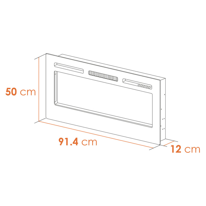 Adam Fire 25818 Adam Orlando Inset/Wall Mounted Electric Fire, 36"