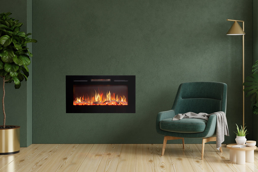 Adam Fire 25818 Adam Orlando Inset/Wall Mounted Electric Fire, 36"