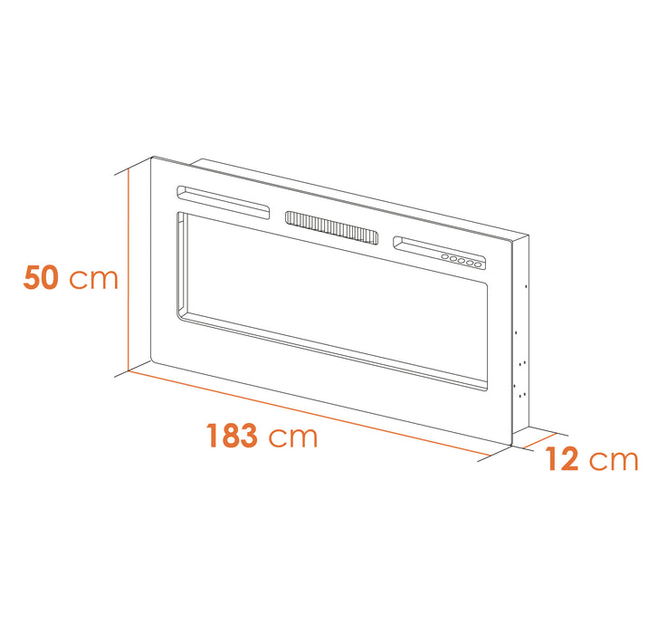 Adam Fire 26873 Adam Orlando Inset/Wall Mounted Electric Fire, 72"