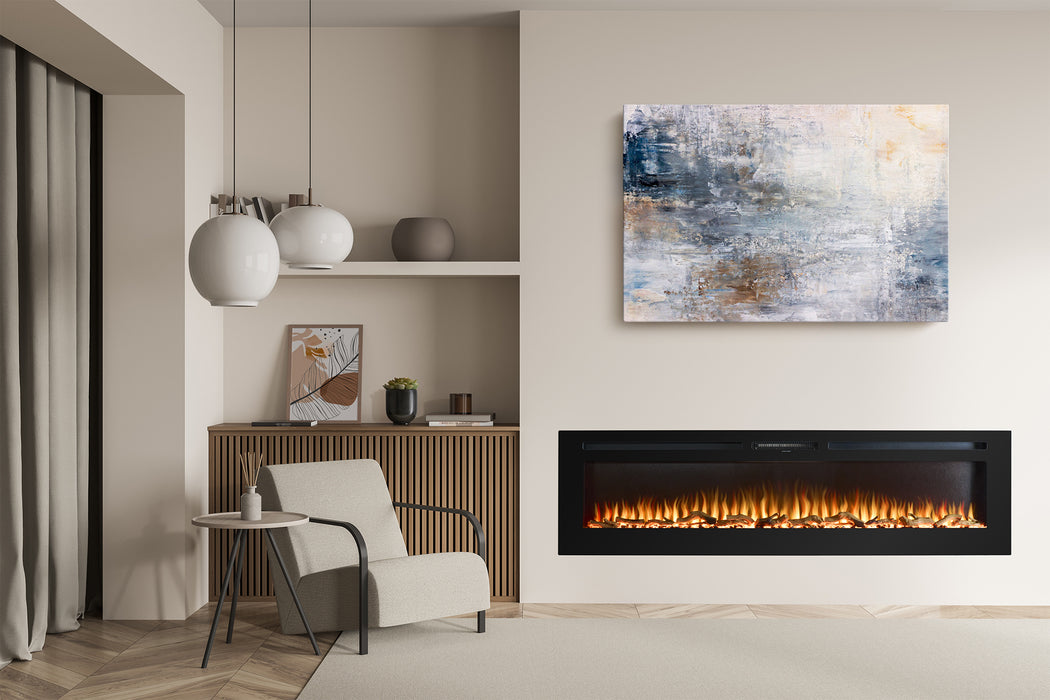 Adam Fire 26873 Adam Orlando Inset/Wall Mounted Electric Fire, 72"