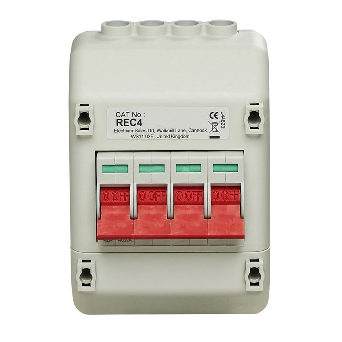 Wylex REC4 100A 4P Isolator Switch - Enclosed, Insulated