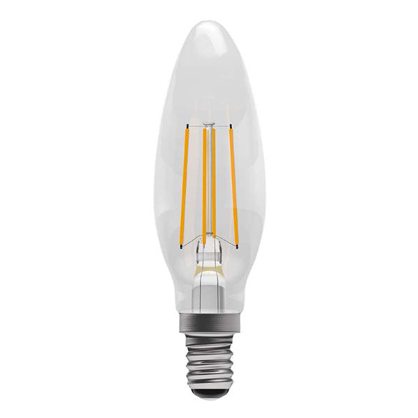 Bell 60210 Aztex 4W LED CRI90 Dimmable Clear Filament Candle - SES - 2200K