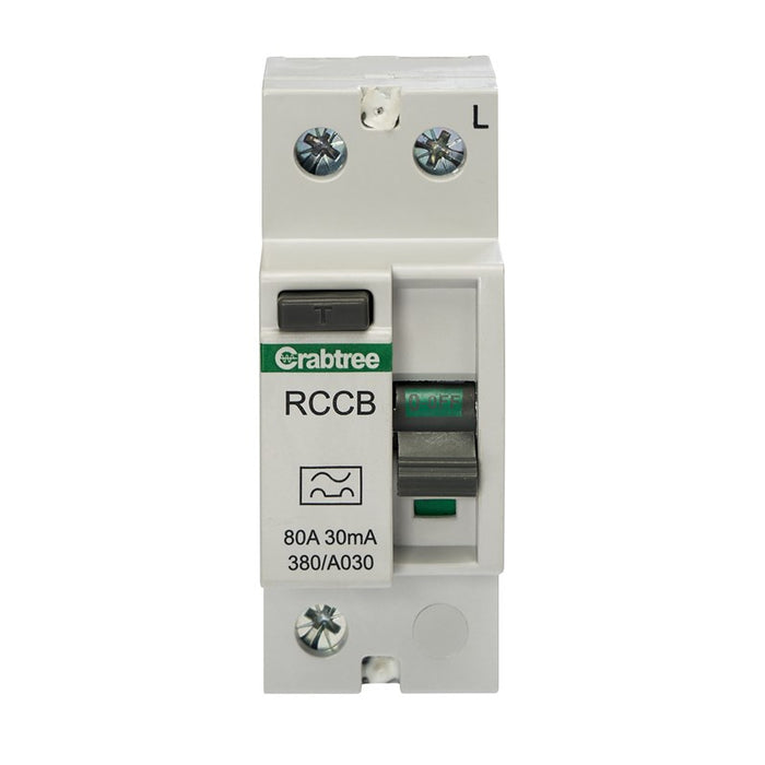 Crabtree 380/A030 80A Double Pole 30mA Type A RCD