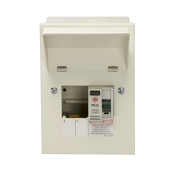 Wylex NMRS206/63A 2 Way Consumer Unit RCD Incomer 63A 30mA