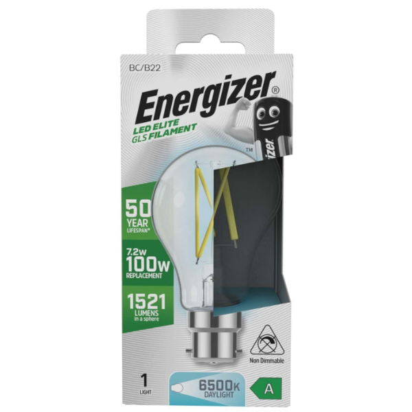 Energizer S29635 A Rated LED Elite GLS B22 Filament 1521lm 7.2W 6500K (Daylight) - Box of 12