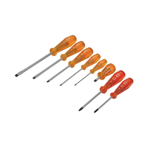 C.K Tools T4999B HD Classic Screwdriver Slotted & PZD Set Of 8