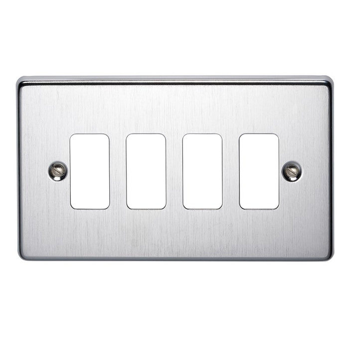 Crabtree 6574/SC 4G Flush Grid Cover Plate Satin Chrome Finish