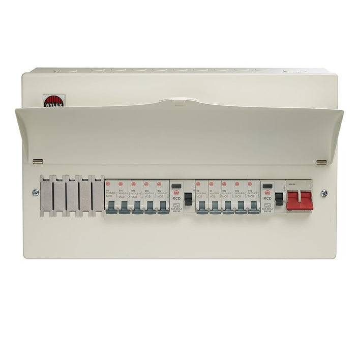 Wylex WNM1770 15 Way High Integrity Consumer Unit 100A Main Switch, 80A 30mA RCDs, Flexible Configuration with 10 MCBs