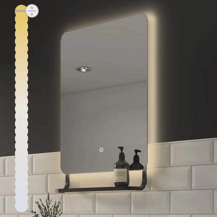 Sensio SE30098P0 Harbour Back Lit Colour Changeable LED Mirror with Intergrated Shelf Matt Black - 790x500x125mm - CCT