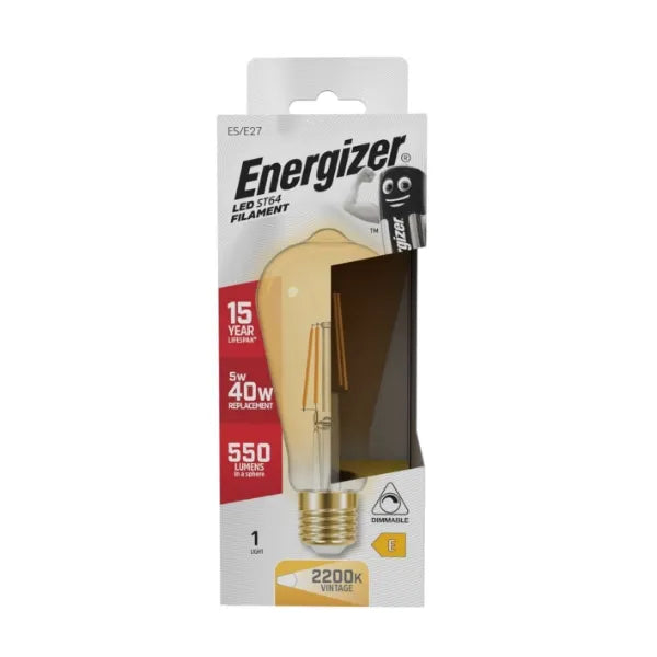 Energizer S15026 LED Filament Gold E27 5W Warm White Dimmable