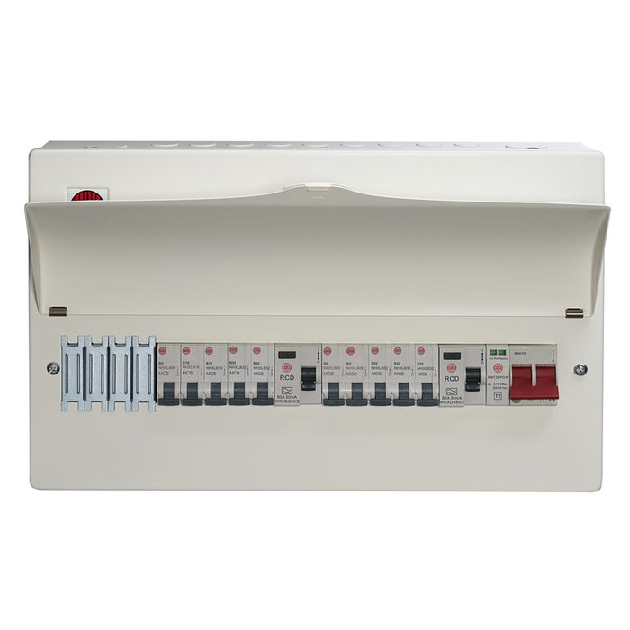 Wylex WNM1773/1 14 Way High Integrity Consumer Unit 100A Main Switch, 80A 30mA RCDs, Flexible Configuration, with SPD & 10 MCBs