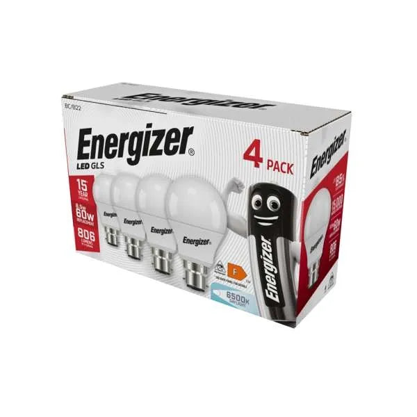 Energizer S14062  8.5W LED GLS B22 (BC) - 806lm - 6,500K (Daylight) - Box of 4