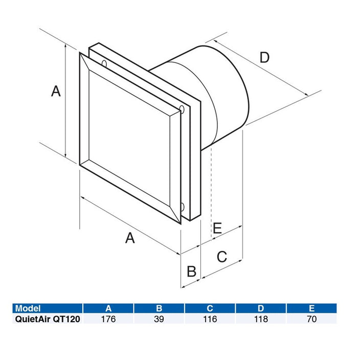 Airflow QuietAir 9041498 QT120T 120mm Extractor Fan with Timer