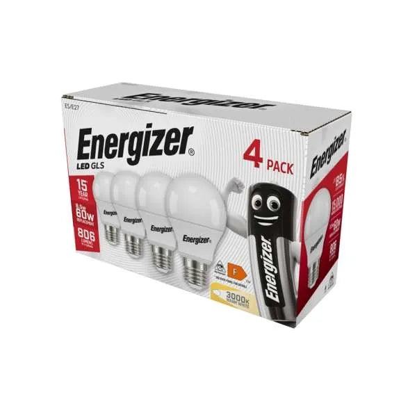 Energizer S14057 8.5W LED GLS E27 (ES) - 806lm - 3,000K (Warm White) - Box of 4