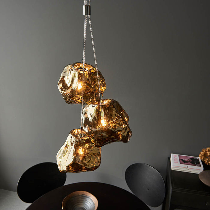 Endon Lighting 97660 Rock Gold Glass 3 Pendant Light