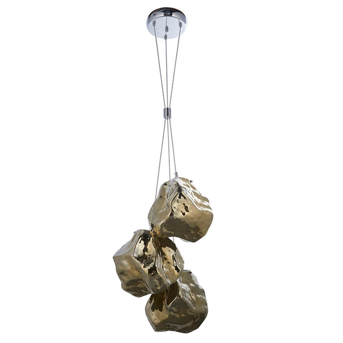 Endon Lighting 97660 Rock Gold Glass 3 Pendant Light