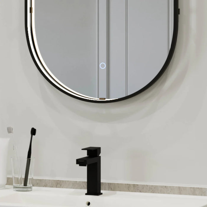 Sensio SE170043T0 Aspect Floating Edge Pill Shaped Mirror with Colour Changeable LEDs and Touch Sensor - 900x500mm - Matt Black