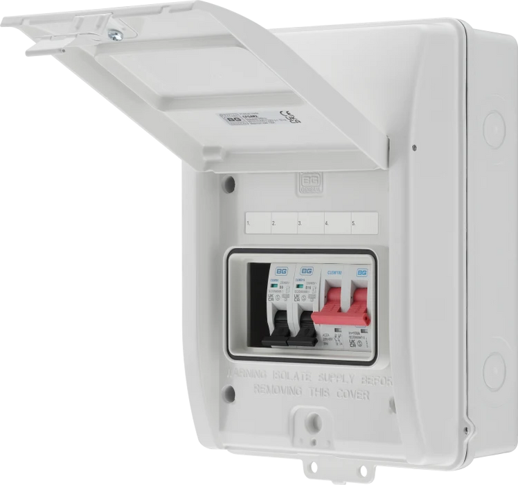 BG CFGAR2 Garage Unit IP65 with 100A Main Switch & 6 + 16A MCBs