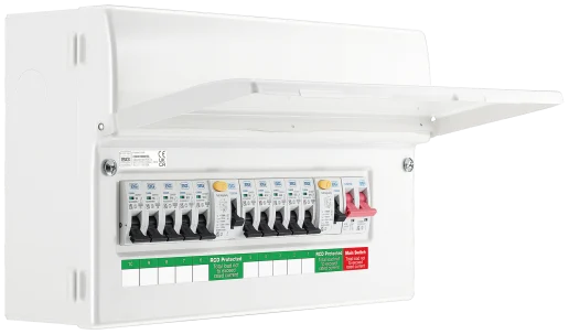 BG CFUDP1000010A 16 module, 10 way, 100A Main Switch, 100A/100A Type A RCD, 10 MCB's