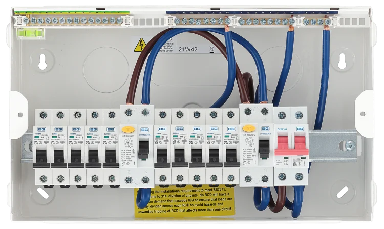 BG CFUDP1000010A 16 module, 10 way, 100A Main Switch, 100A/100A Type A RCD, 10 MCB's