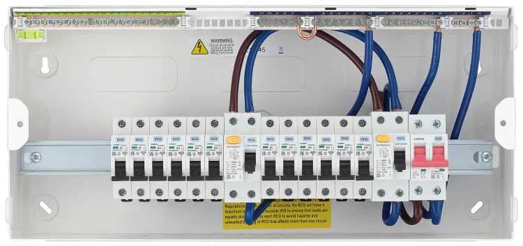 BG CFUDP1000016A 22 Module, 16 Way, 100A Main Switch, 100A/100A Type A RCD, 12 MCB's