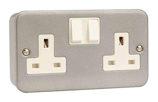 Click Scolmore CL036 2G DP 13A Switched Socket Metal Clad