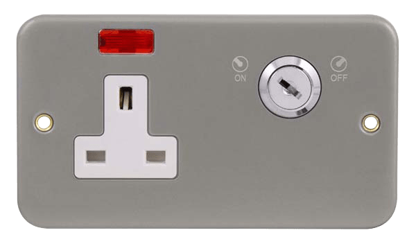 Click Scolmore CL675 13A 1 Gang DP Key Lockable Socket With Neon