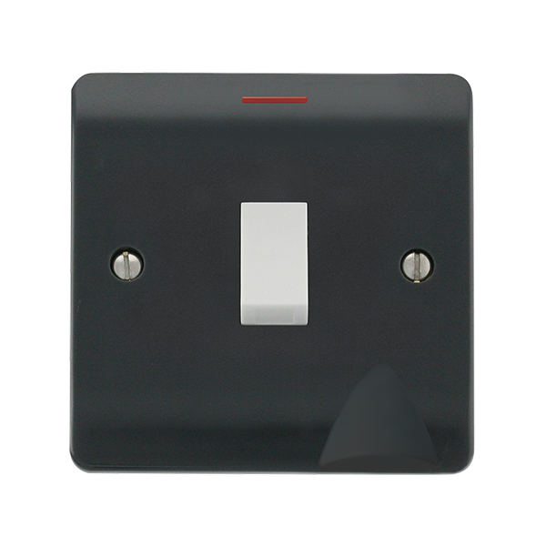 Click Scolmore CMA2023AG 20A Double Pole Plate Switch With LED & Optional Flex Outlet