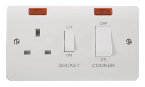 Click Scolmore Mode CMA505 45A Cooker Switch with 13A DP Socket and Neon