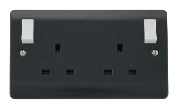 Click Scolmore CMA836AG 13A 2 Gang Double Pole Switched Socket Outlet With Outboard Rockers