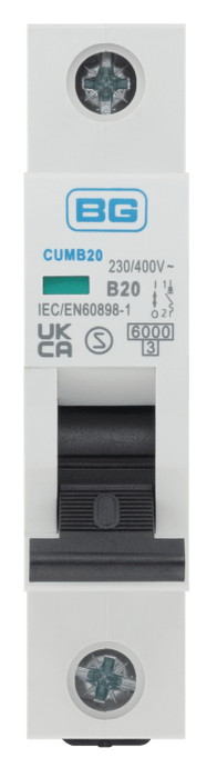 BG CUMB20 Single Pole, 6kA, 20A, 1 Module MCB