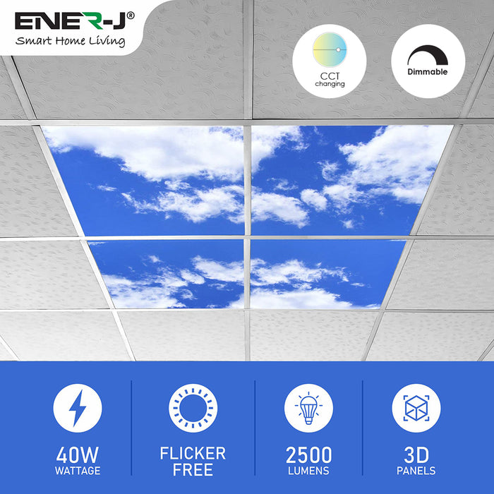 ENER-J E152 40W CCT 2200lm 600x600mm 3D Effect Colour Changing and Dimmable set of 4 with Remote