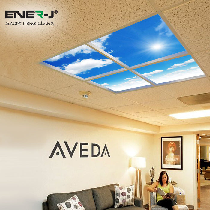 ENER-J 800 40W 6000K 600x600mm LED Sky Ceiling Panel 3D Effect Set of 4 Units