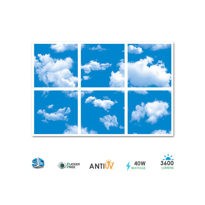 ENER-J E802 SKY Cloud LED Panel 3D effect 600x600mm 40W set of 6 units