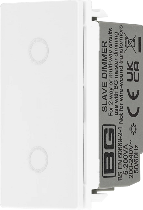 BG Nexus EMTDSW Euro Module Slave Touch LED Dimmer White