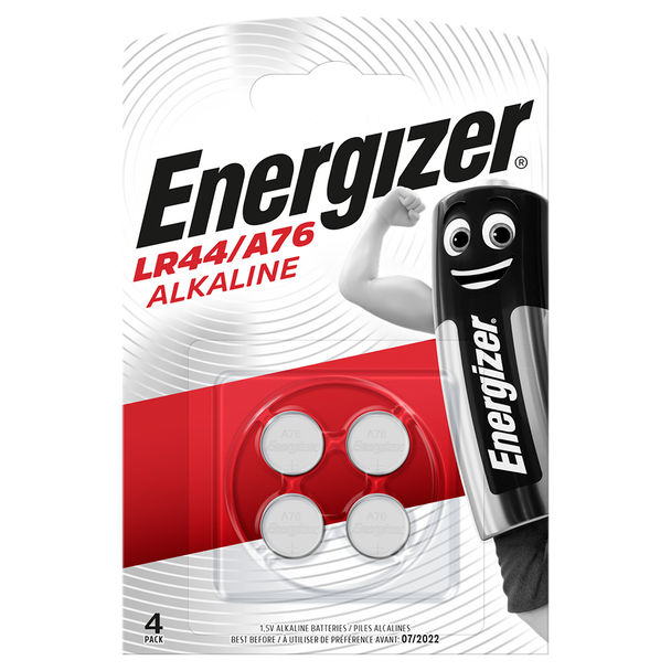 Energizer LR44ENEB4 LR44/A76 Alkaline Coin Cell - Pack of 4