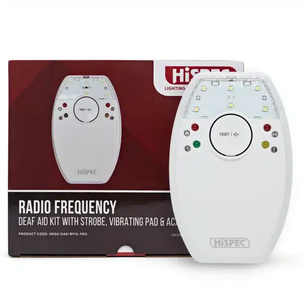 Hispec HSSA/DAK/RF10-PRO RF Deaf aid kit with strobe, vibrating pad & AC/DC adaptor