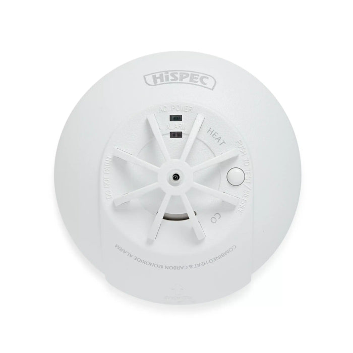 Hispec HSSA/HCO/FF10 COMBi Fast Fix Mains Heat & Carbon Monoxide Detector with 10yr Rechargeable Lithium Battery Backup