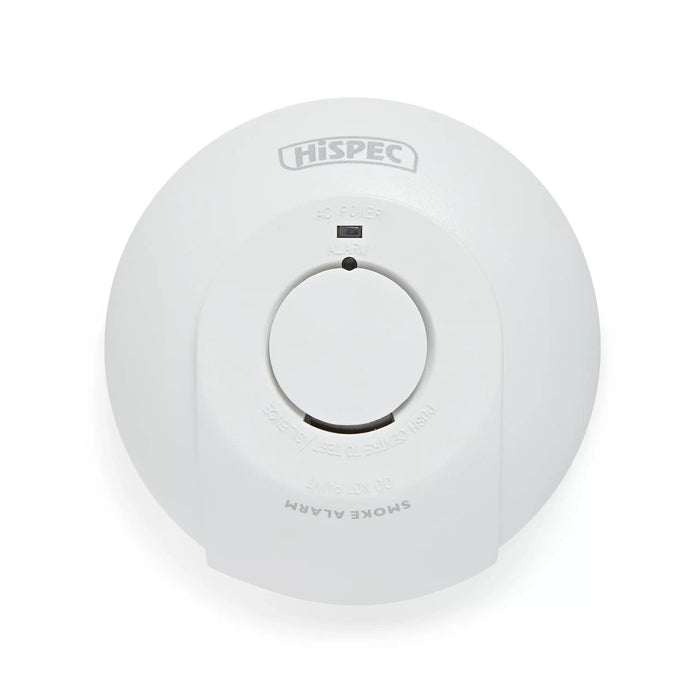 Hispec HSSA/PE/FF10 Interconnectable Fast Fix Mains Smoke Detector with 10yr Rechargeable Lithium Battery Backup